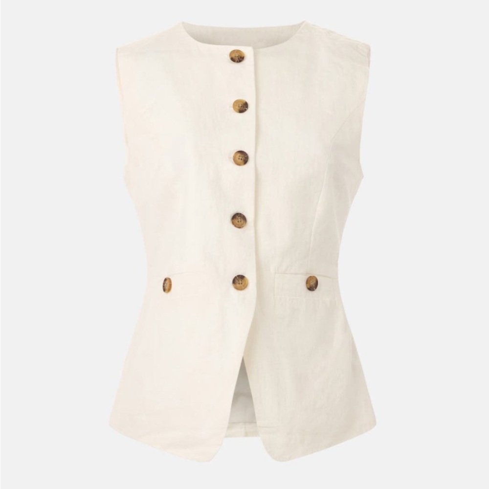 Blank NYC Cream Button-Front Vest